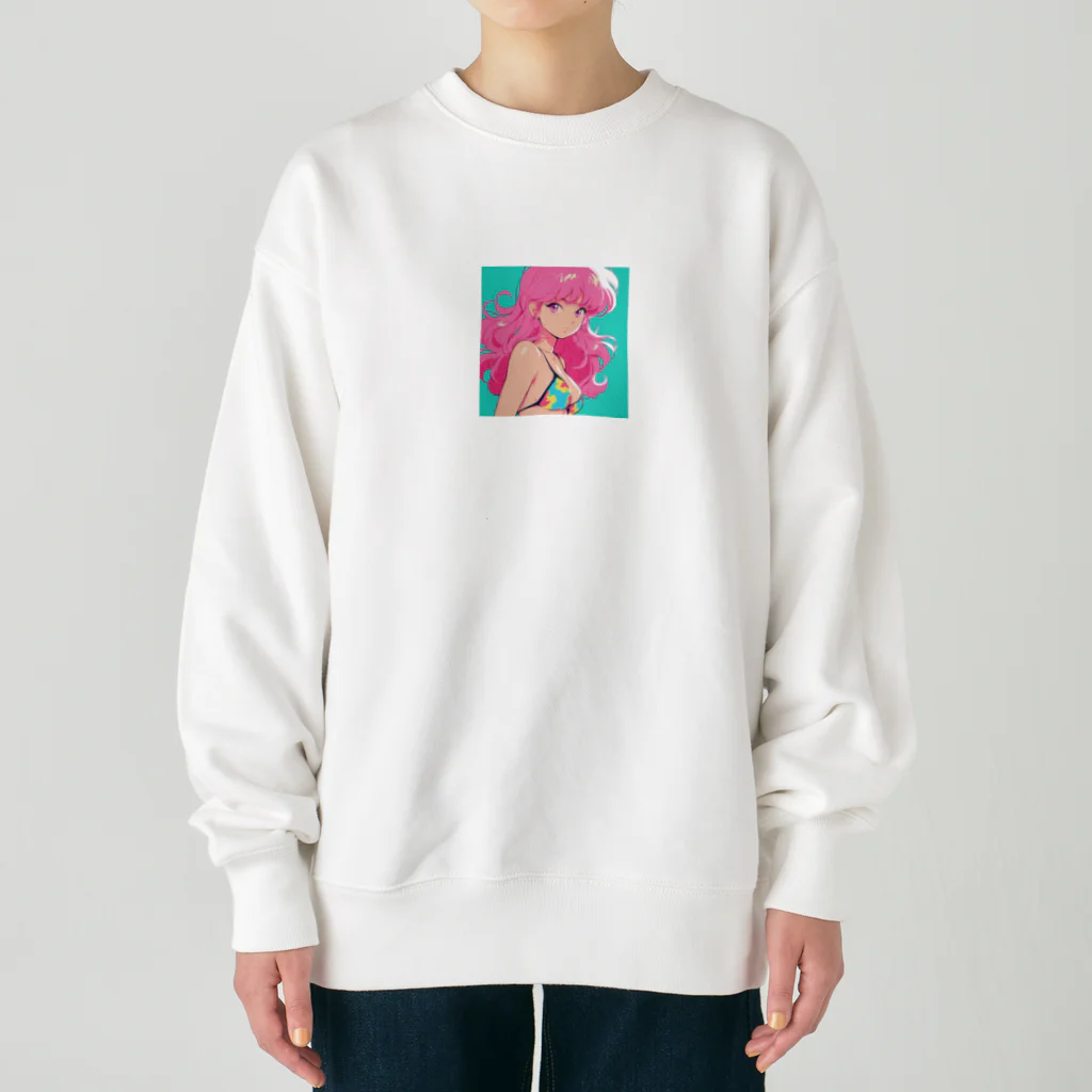 toya-General storeのピンクヘアーレトロガール Heavyweight Crew Neck Sweatshirt