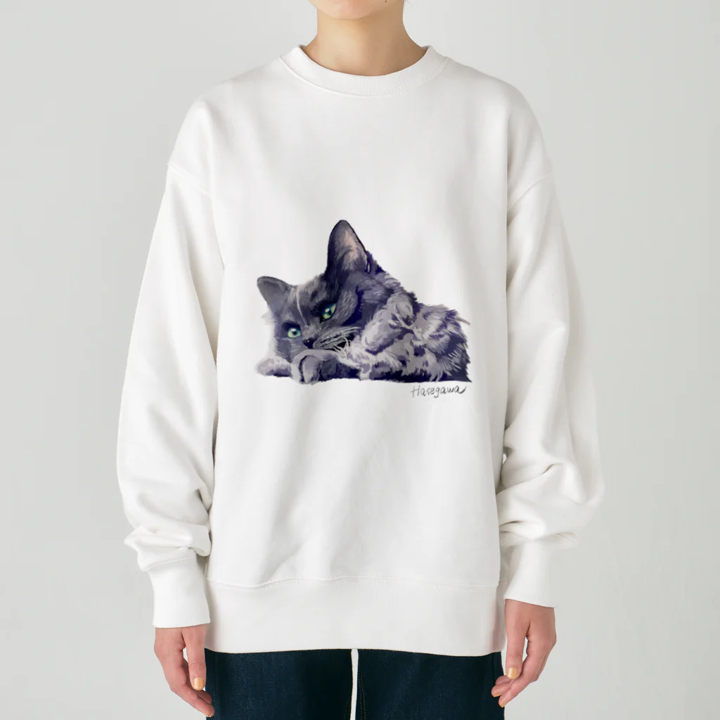 Hasegawa.のおおかみねこのもっちゃん Heavyweight Crew Neck Sweatshirt