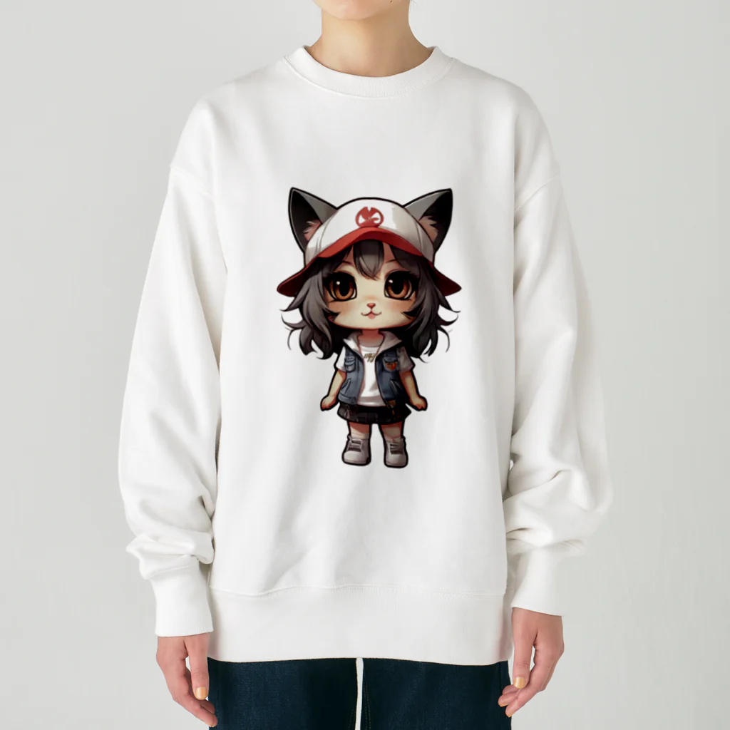 RANRAN2432MPJの猫派アイドル【にゃ美ちゃん】 Heavyweight Crew Neck Sweatshirt