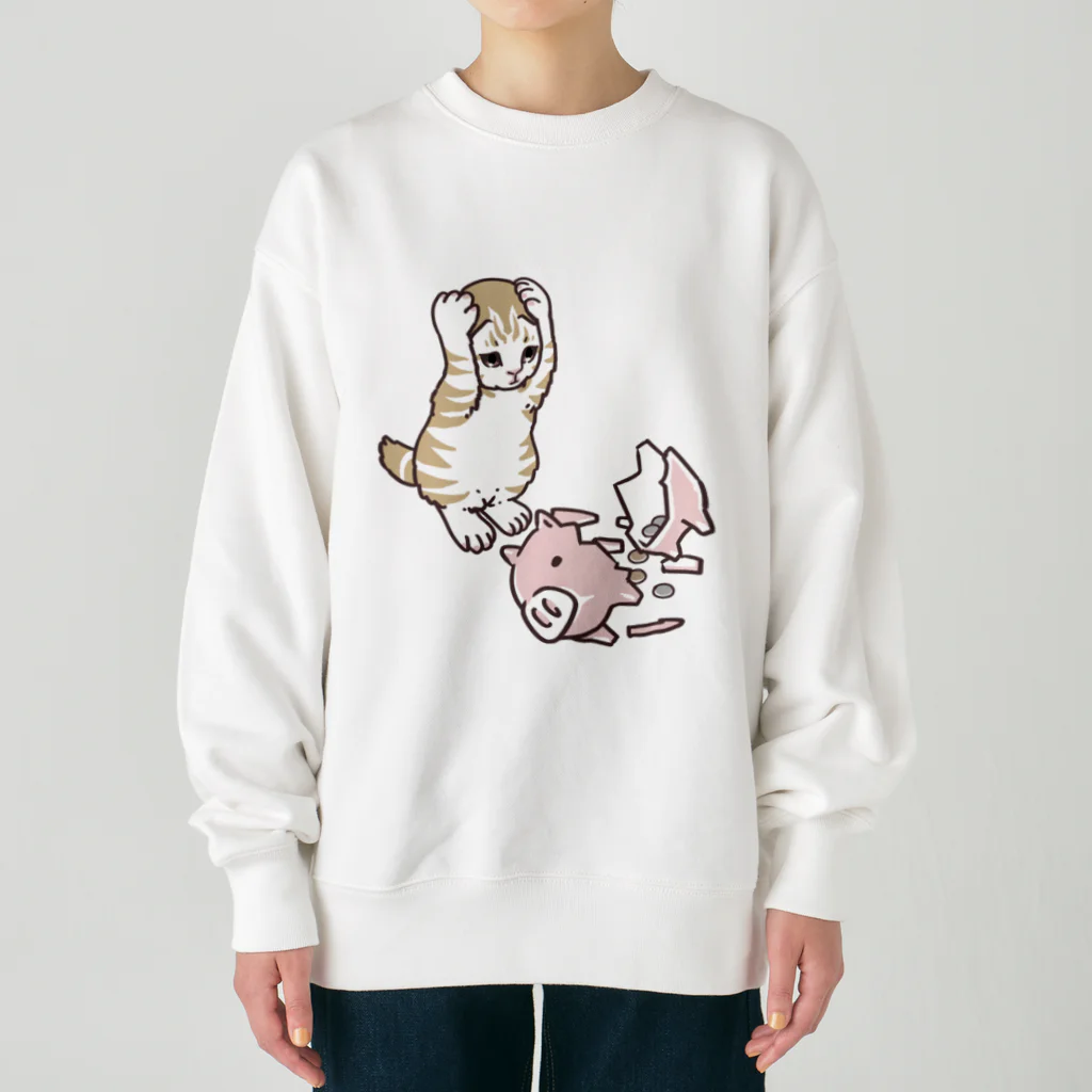 nya-mew（ニャーミュー）のやっちまったニャーちゃん Heavyweight Crew Neck Sweatshirt