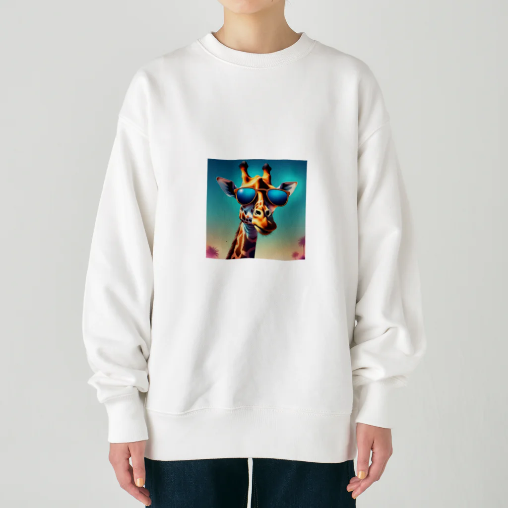 GIRAFFEのサングラスをかけたキリン Heavyweight Crew Neck Sweatshirt