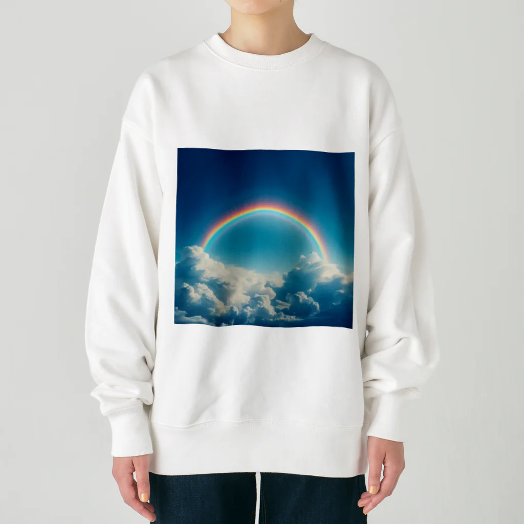 青と緑の青い空と虹 Heavyweight Crew Neck Sweatshirt