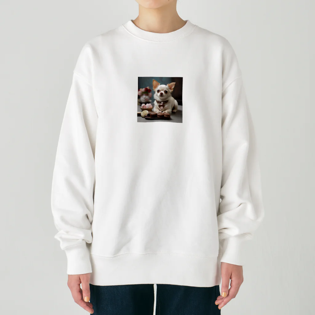 チワワ愛好家ショップのチワワと一緒に楽しむアフタヌーンティータイム！ Heavyweight Crew Neck Sweatshirt