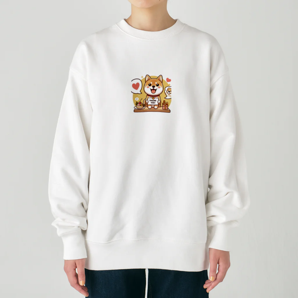 メアリーの可愛らしい表情の柴犬が感謝の気持ちを込めて Heavyweight Crew Neck Sweatshirt