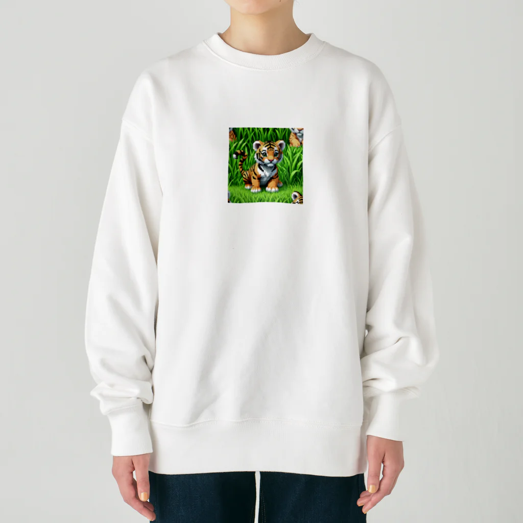 toto444のピクセル絵　子供とら Heavyweight Crew Neck Sweatshirt