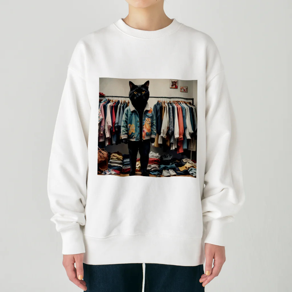 アニマルアーティファクトの服を選んでいる猫 Heavyweight Crew Neck Sweatshirt