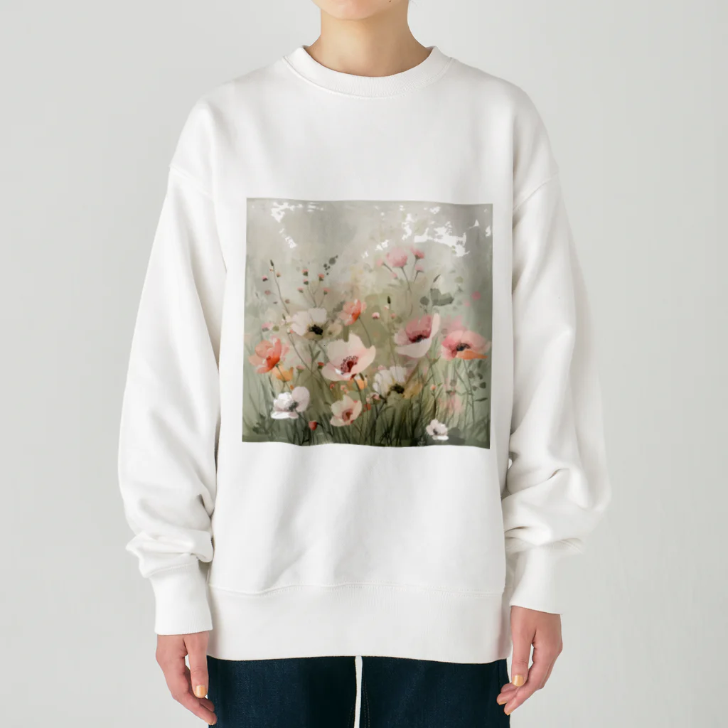 Petia Bloomの水彩風の花イラスト Heavyweight Crew Neck Sweatshirt