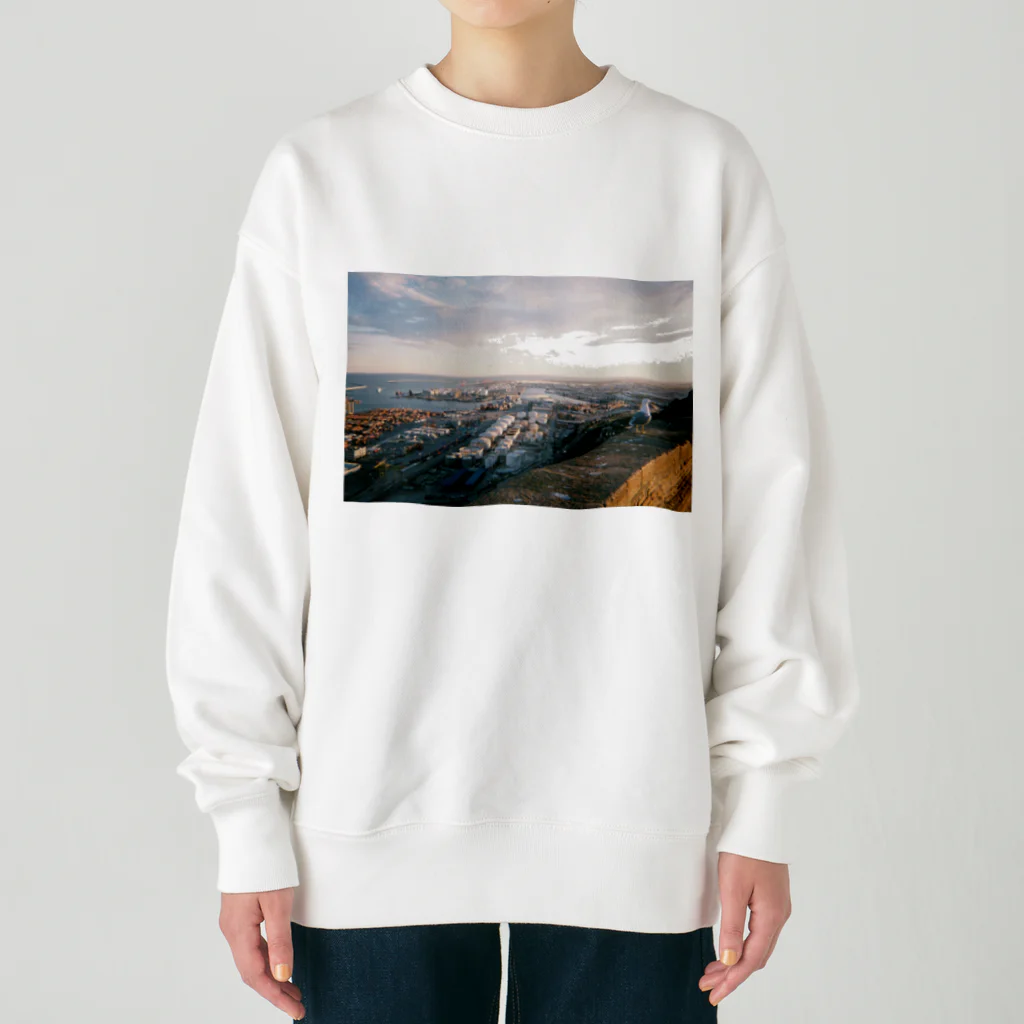 yapopiのBarcelona landscape Heavyweight Crew Neck Sweatshirt