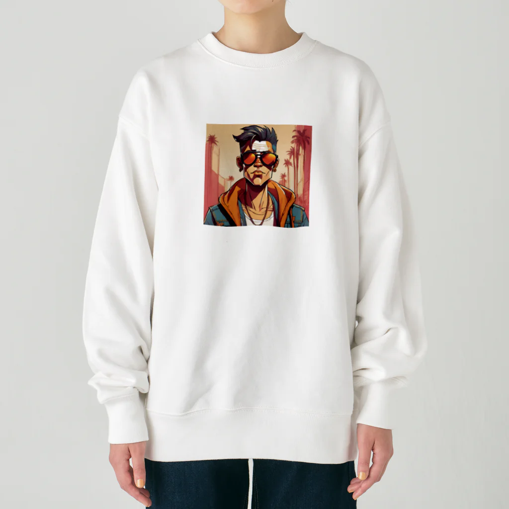 パワドラのサングラスをかけたイケオジ Heavyweight Crew Neck Sweatshirt