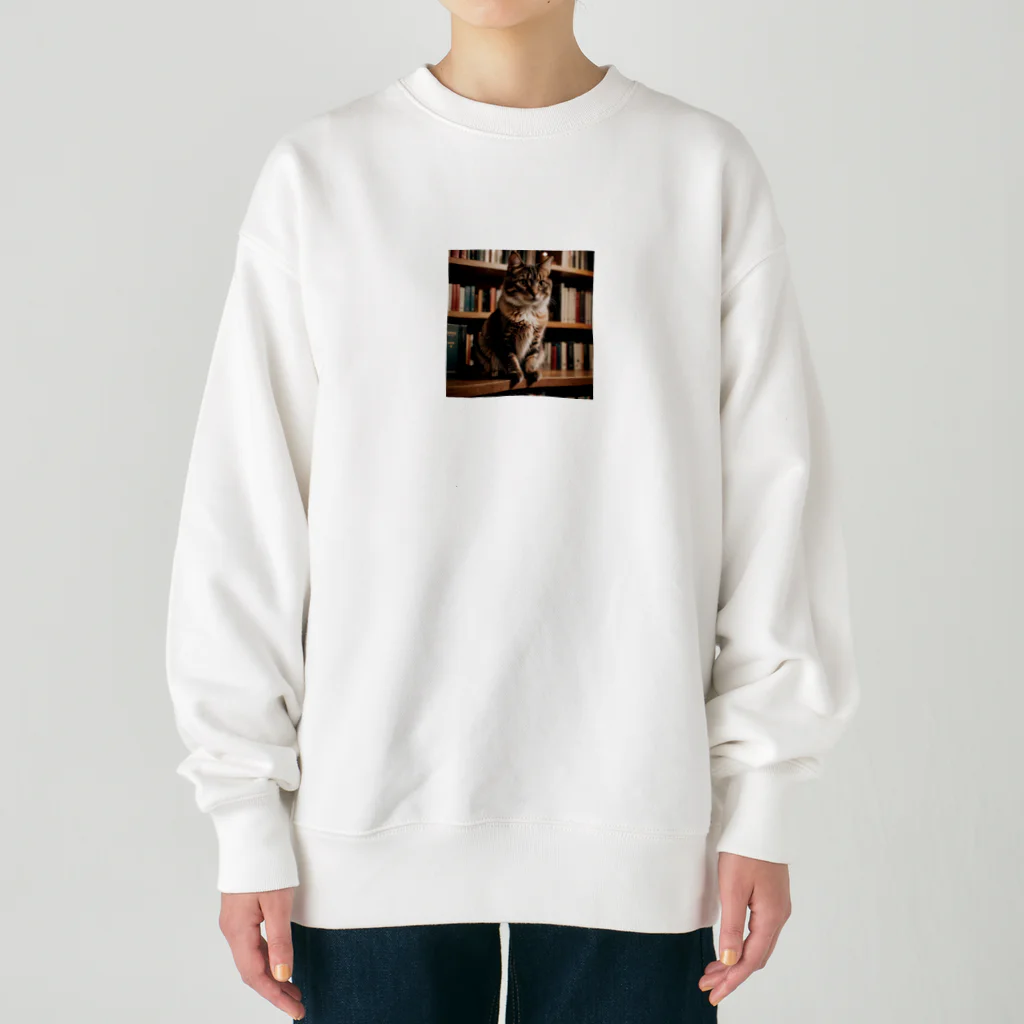 miyabi1116の書斎にたたずむ猫 Heavyweight Crew Neck Sweatshirt