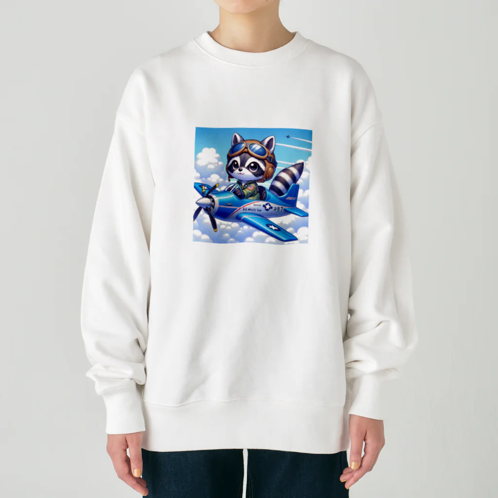 valtanamnのでふぉるめタッチな狸が操縦するレシプロ戦闘機 Heavyweight Crew Neck Sweatshirt