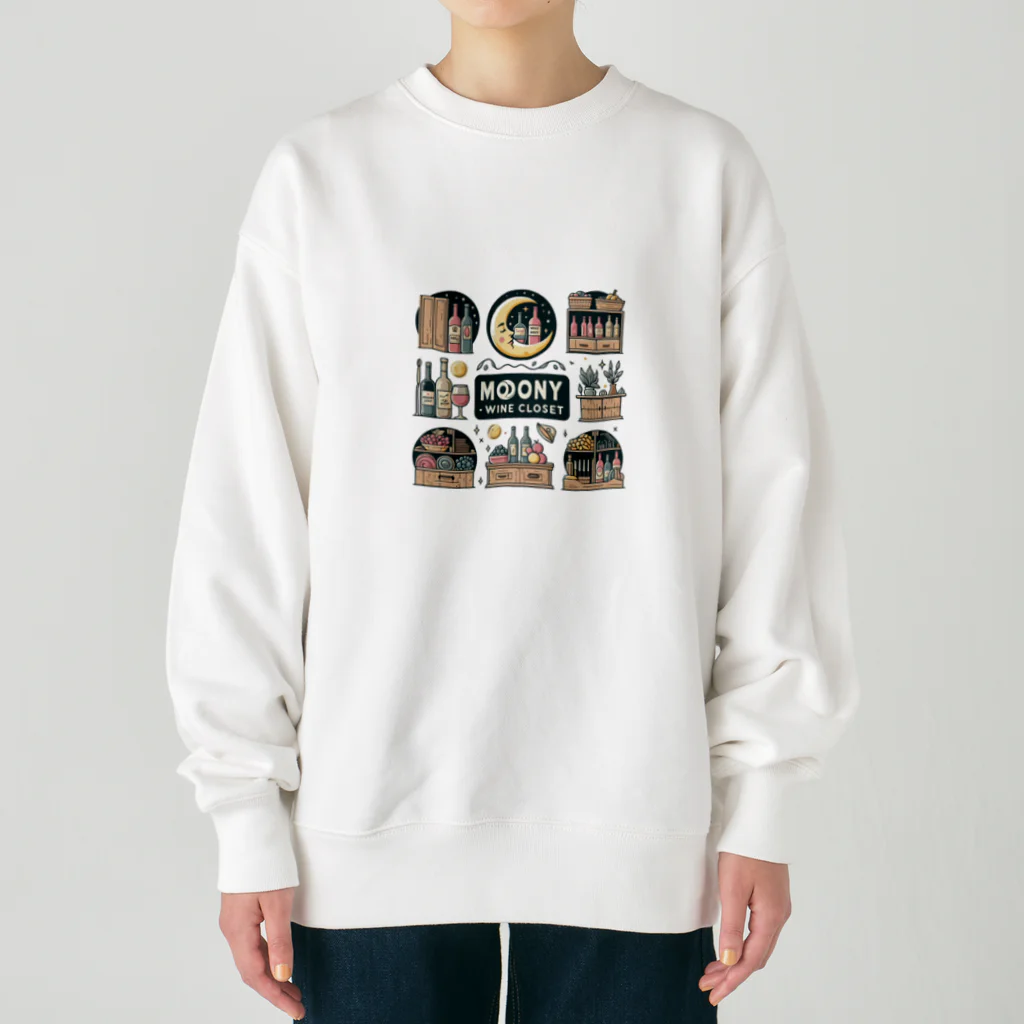 MOONY'S Wine Closetの夢心地な月夜の小さなワイン屋さん Heavyweight Crew Neck Sweatshirt