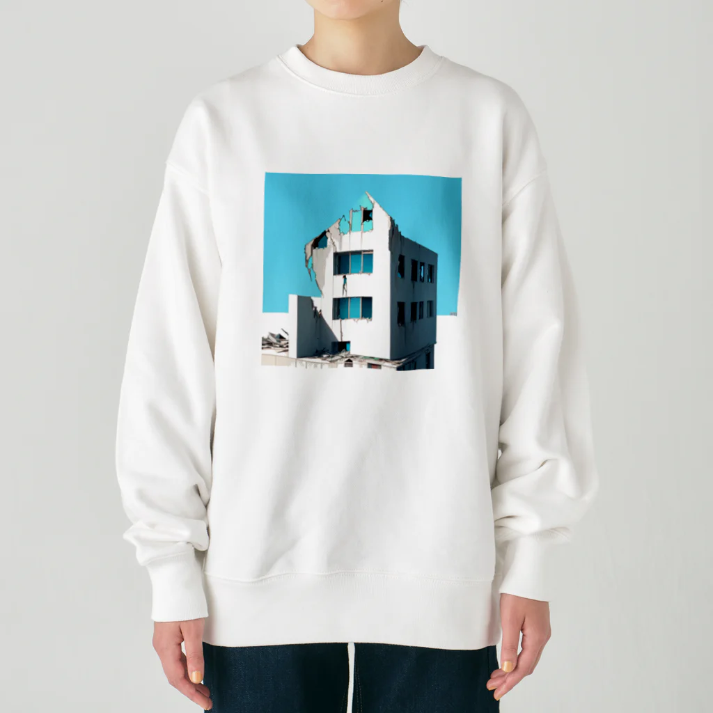 Buildingsの廃墟とスカイブルー Heavyweight Crew Neck Sweatshirt