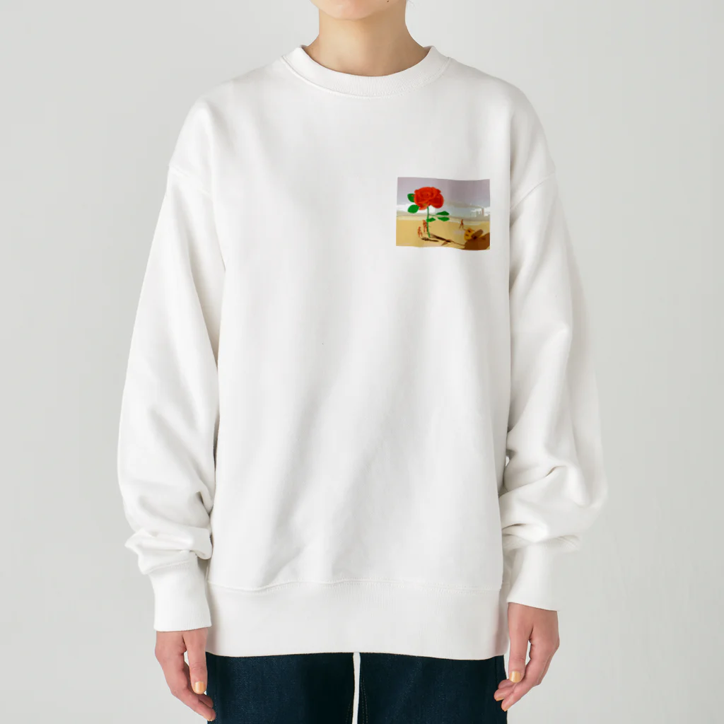 🏝南国の離島に憧れるイラストレーターの取り残された薔薇を見上げる崩壊する家族 Heavyweight Crew Neck Sweatshirt