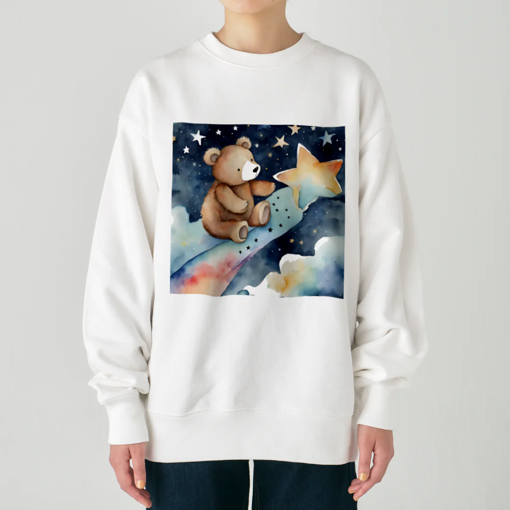 星降る夜にの流星熊 Heavyweight Crew Neck Sweatshirt