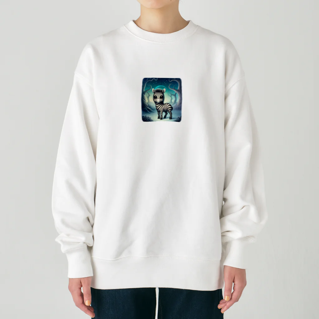 たんたん狸の不気味で可愛い森の不気味で可愛いシマウマ001 Heavyweight Crew Neck Sweatshirt