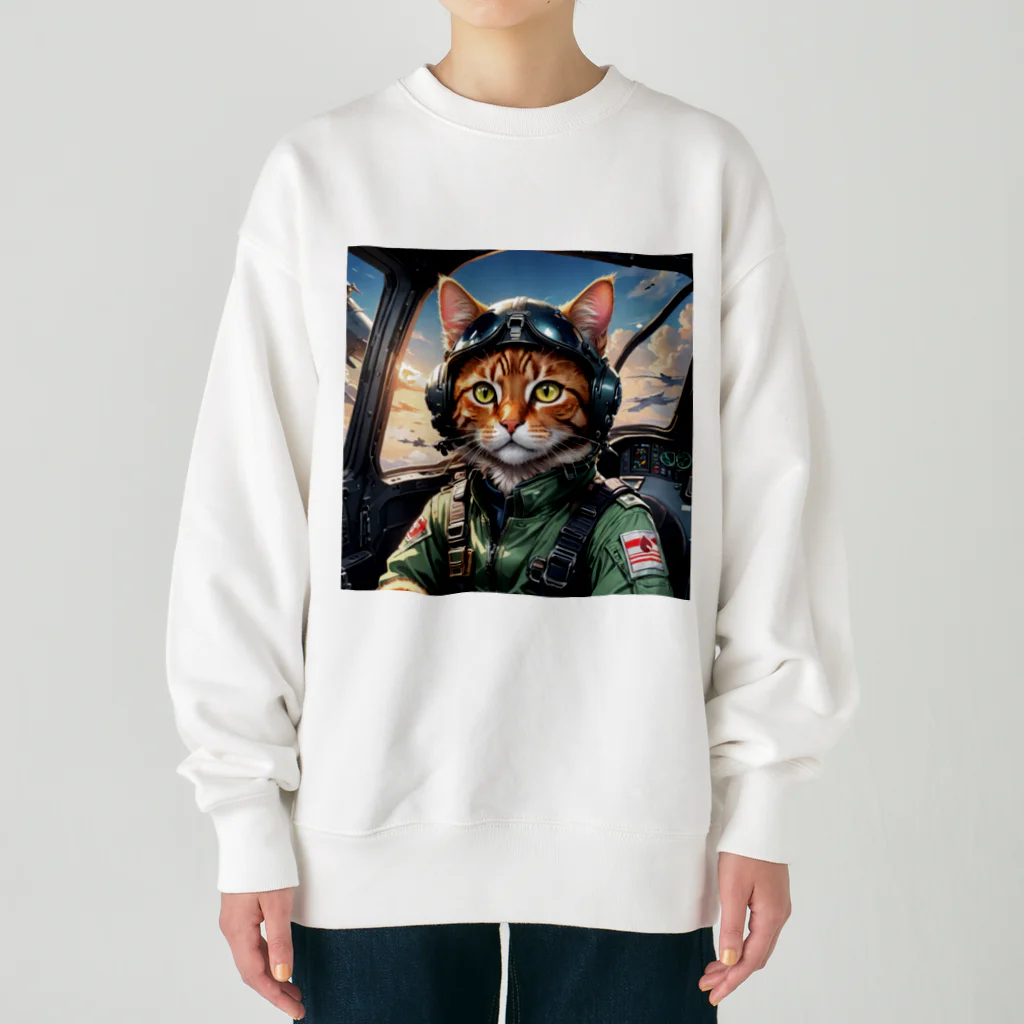 nekoと鉄のパイロット猫 Heavyweight Crew Neck Sweatshirt