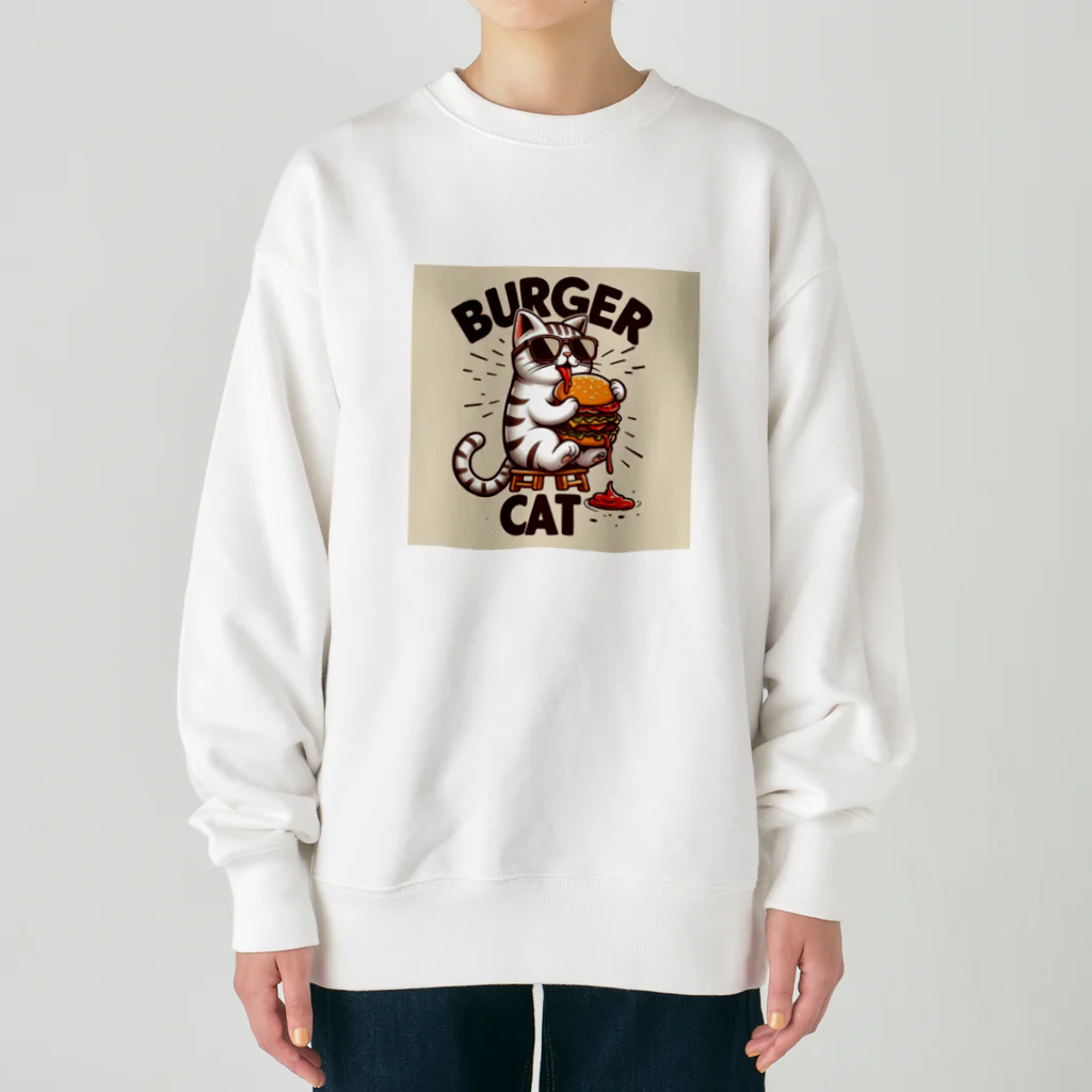 cat_burger_streetのハンバーガーを食べる猫_Ivory ヘビーウェイトスウェット