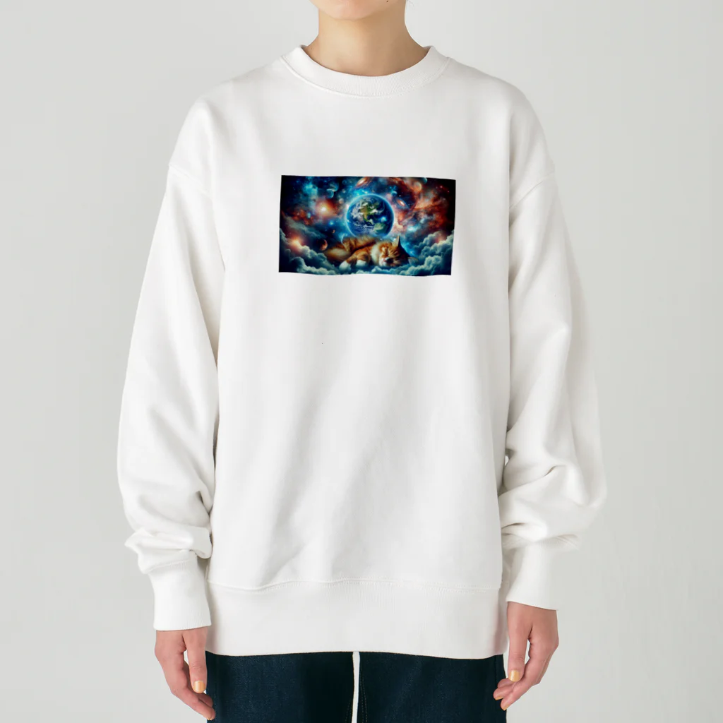 space catの夢見る猫 Heavyweight Crew Neck Sweatshirt