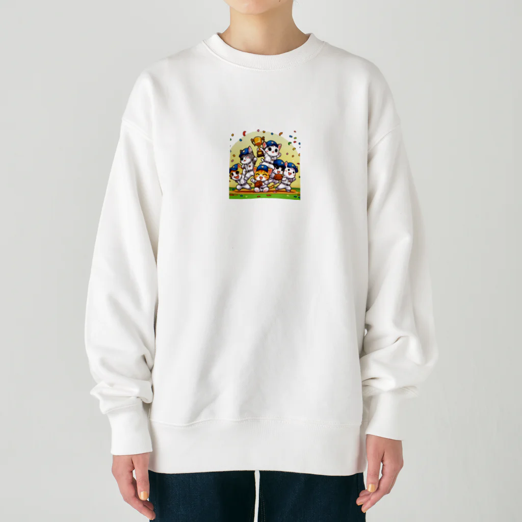 子猫カーニバルのニャンコチームの勝利 Heavyweight Crew Neck Sweatshirt