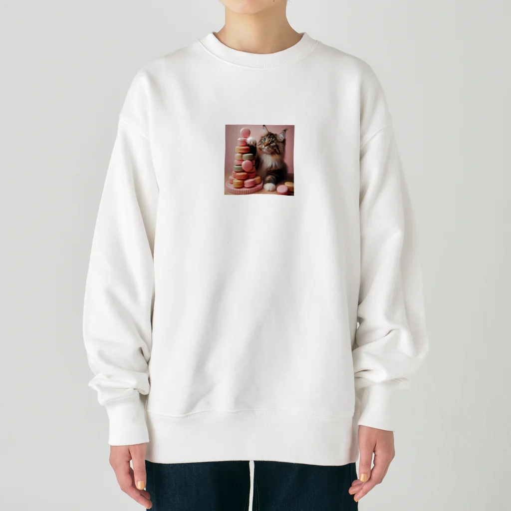 Y m @Y's shopの猫とマカロン Heavyweight Crew Neck Sweatshirt