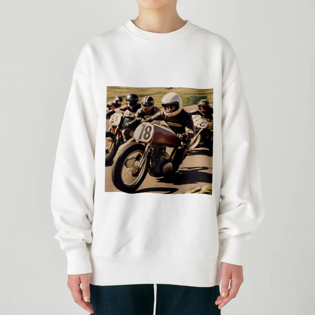 the blue seasonの疾風を切るレトロレーサー Heavyweight Crew Neck Sweatshirt