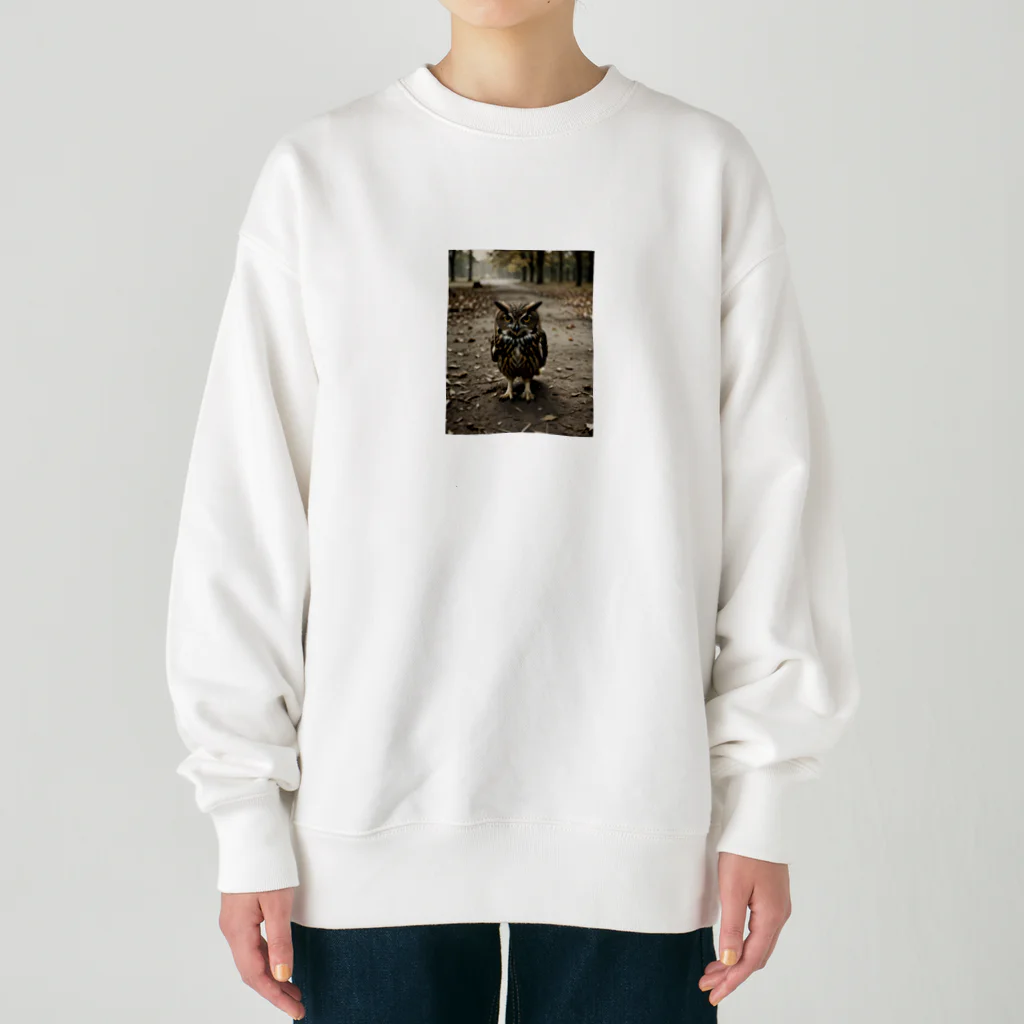 Steampunk Creations屋の地面を歩くフクロウ Heavyweight Crew Neck Sweatshirt