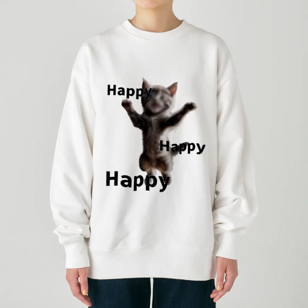 うりぼうのハッピーハッピーハッピー猫ミーム Heavyweight Crew Neck Sweatshirt