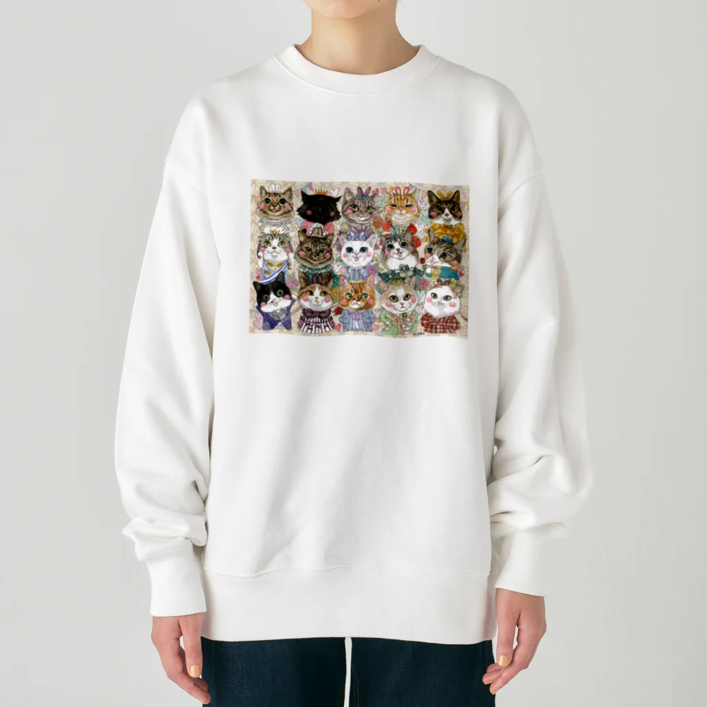 shop あこ猫犬屋のカレンダー猫1月2月 Heavyweight Crew Neck Sweatshirt