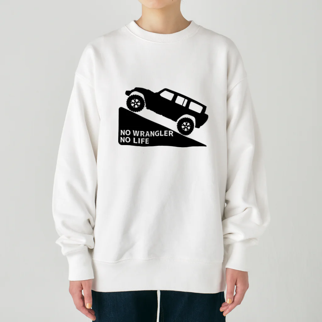 QUQU_WORKSのノーラングラーノーライフ 登坂デザイン ジープ ブラック Heavyweight Crew Neck Sweatshirt