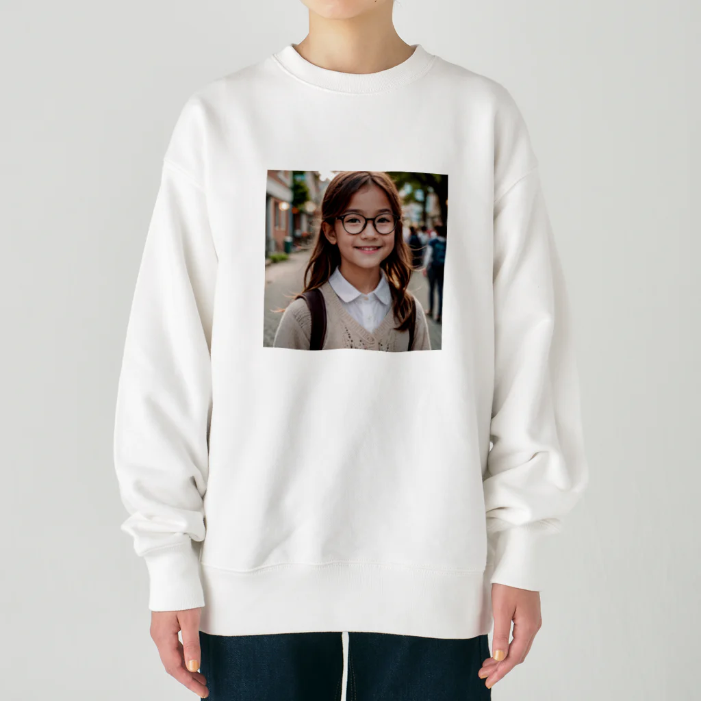 yuyuu_youtubeのメガネの少女 Heavyweight Crew Neck Sweatshirt