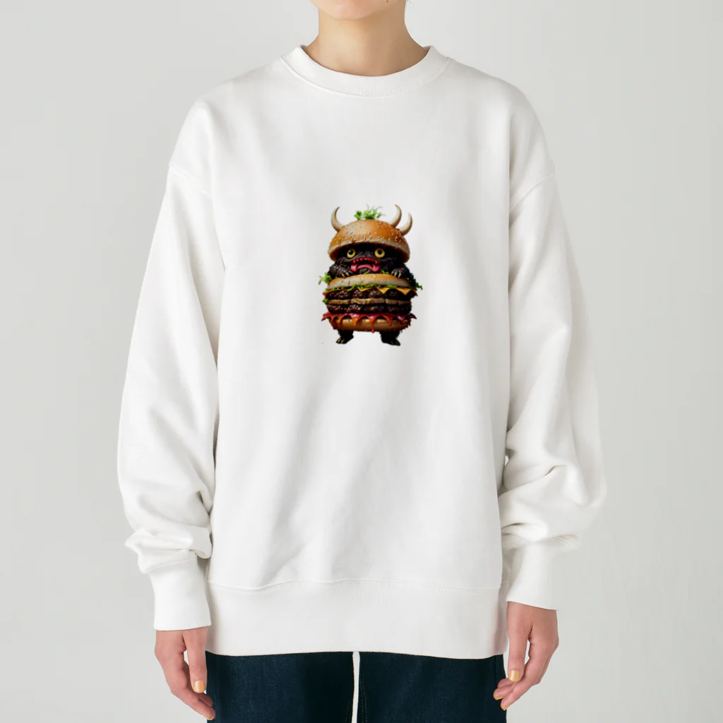 AI妖怪大図鑑のトリプル肉厚ビーフバーガー妖怪　バグドガルド Heavyweight Crew Neck Sweatshirt