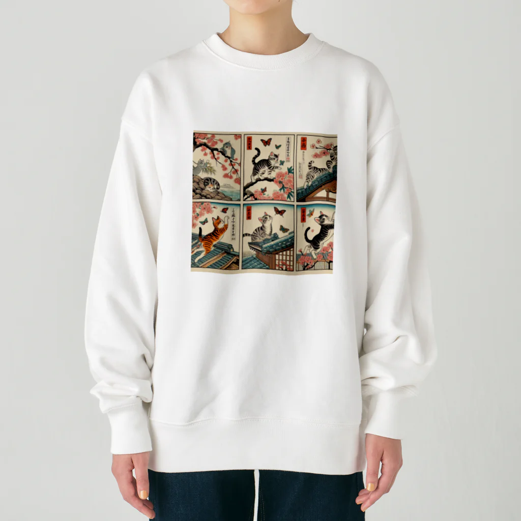 猫LOVE items Noahの猫LOVE items 鯖虎　雉虎 Heavyweight Crew Neck Sweatshirt