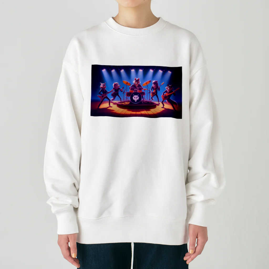 ANIMAL HEROES -musical band-のワイルド・ハーモニクス：ロックの伝説 Heavyweight Crew Neck Sweatshirt