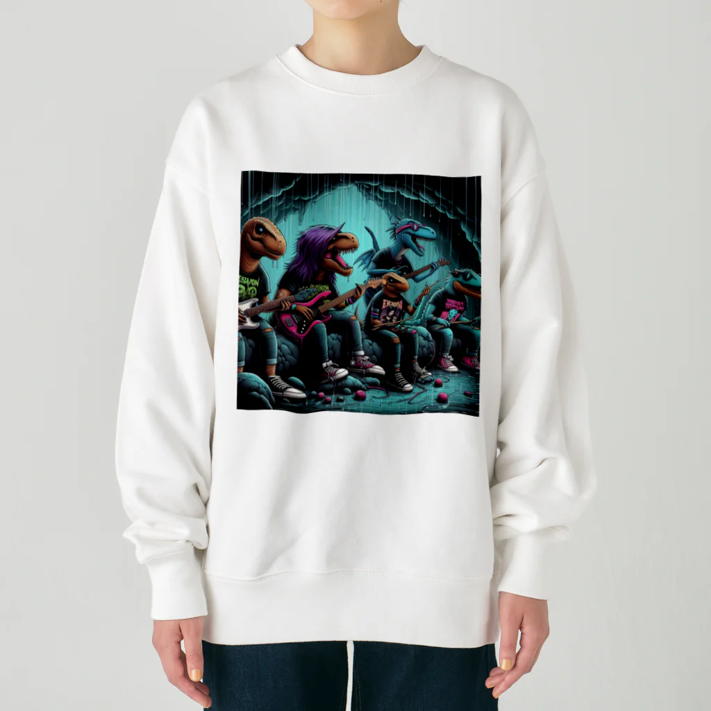 momonekokoのROCKな恐竜 Heavyweight Crew Neck Sweatshirt