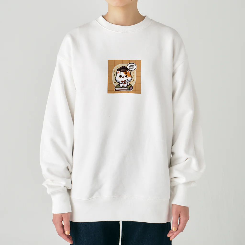 子猫カーニバルの子猫の応援 Heavyweight Crew Neck Sweatshirt