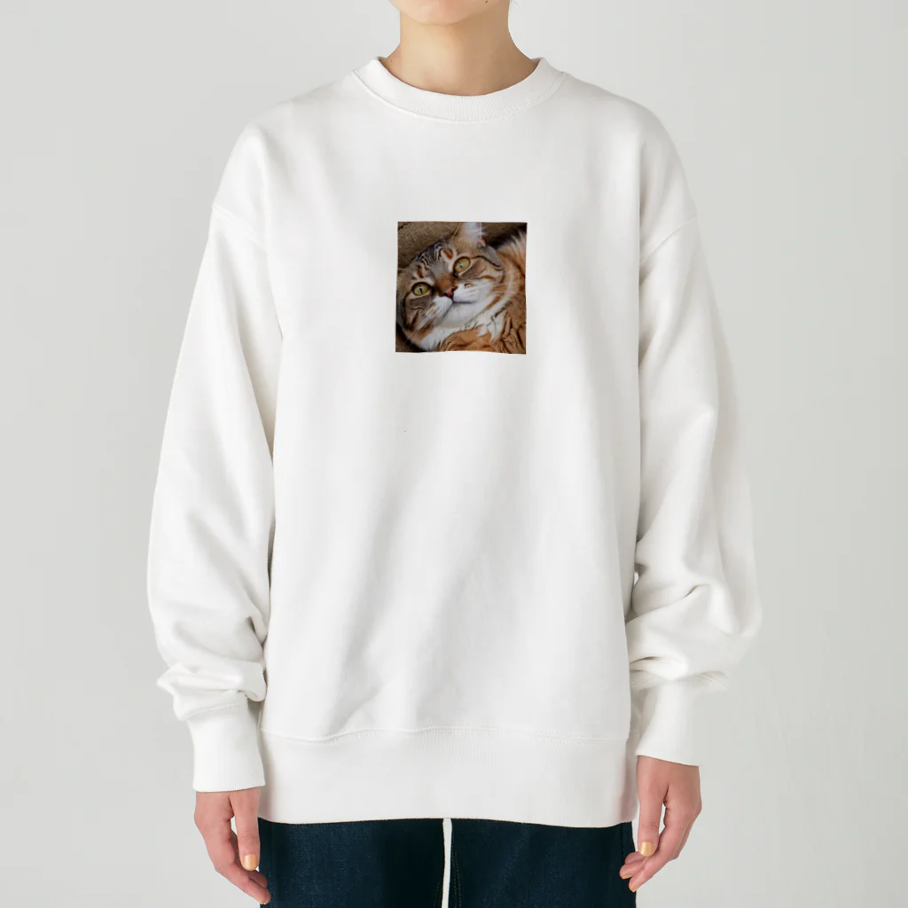 おさけふざけ＠アル中戦隊の強面にゃんこ！ Heavyweight Crew Neck Sweatshirt