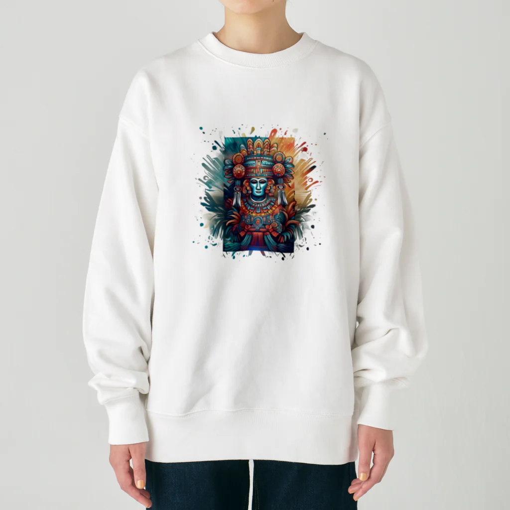 shime_savaのアステカあたりの雨の神様 Heavyweight Crew Neck Sweatshirt