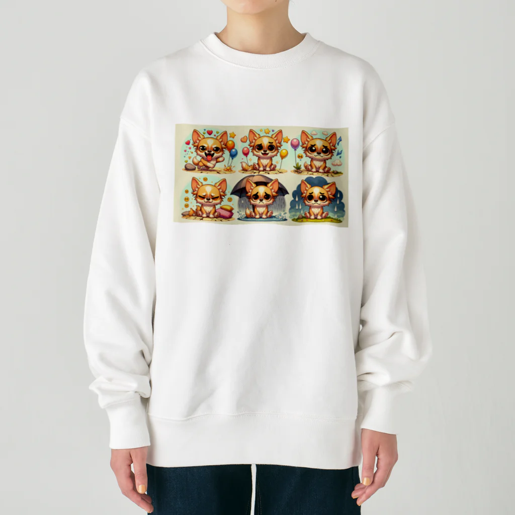 kutachanelのロングコートチワワのアニメ Heavyweight Crew Neck Sweatshirt