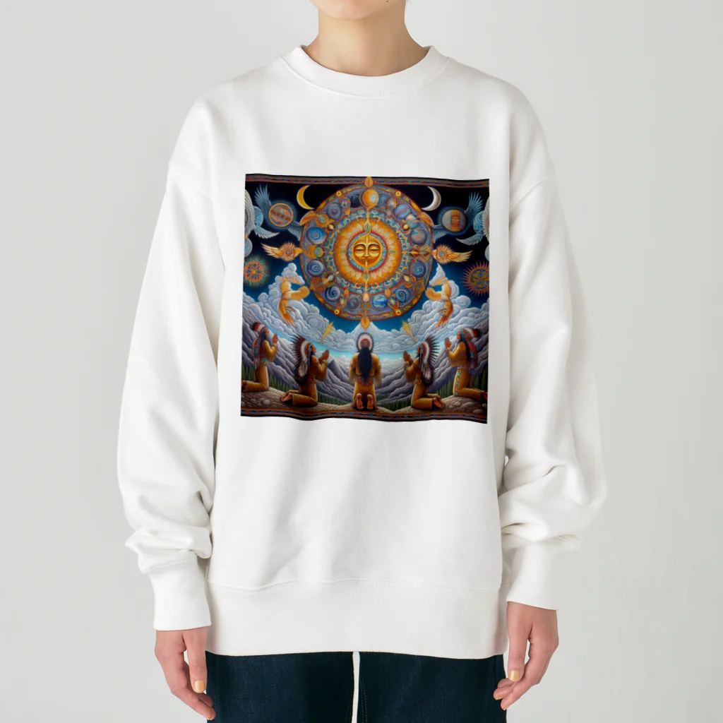 MKTU51の月　太陽　大地への祈り3 Heavyweight Crew Neck Sweatshirt