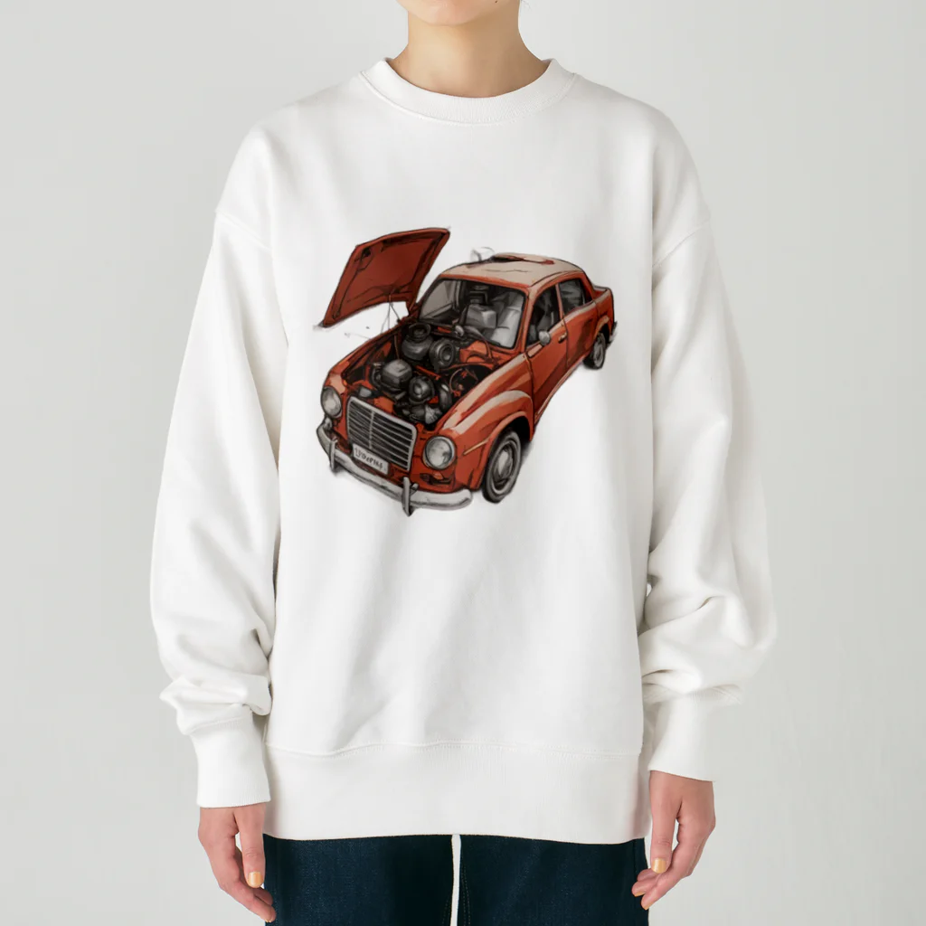 River book designのスポーティな赤い車がセンターに駐車。 Heavyweight Crew Neck Sweatshirt