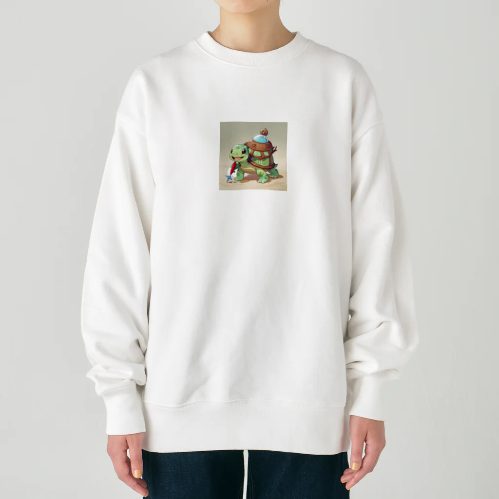 ganeshaのおもちゃのコンパス付きかわいいカメ Heavyweight Crew Neck Sweatshirt