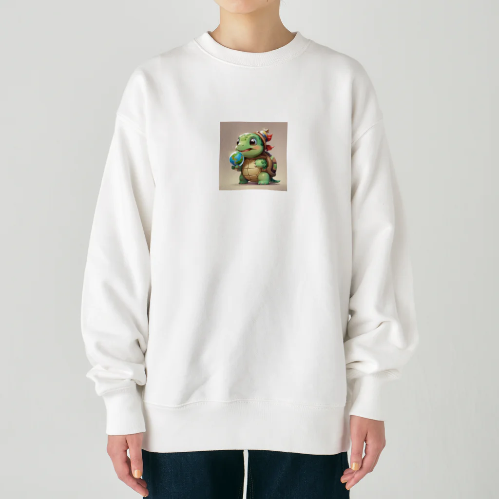 ganeshaのおもちゃの球体を持つかわいいカメ Heavyweight Crew Neck Sweatshirt