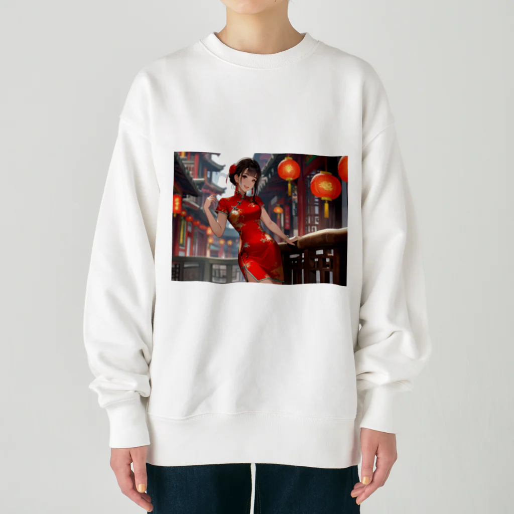 HokutoKenのチャイナ服少女 Heavyweight Crew Neck Sweatshirt