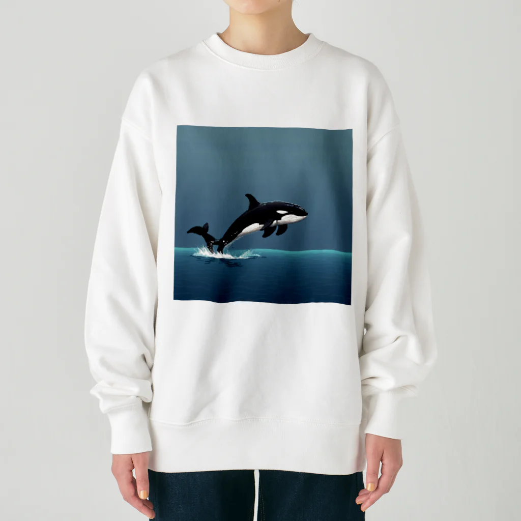 asuto_20のドット絵のシャチ Heavyweight Crew Neck Sweatshirt