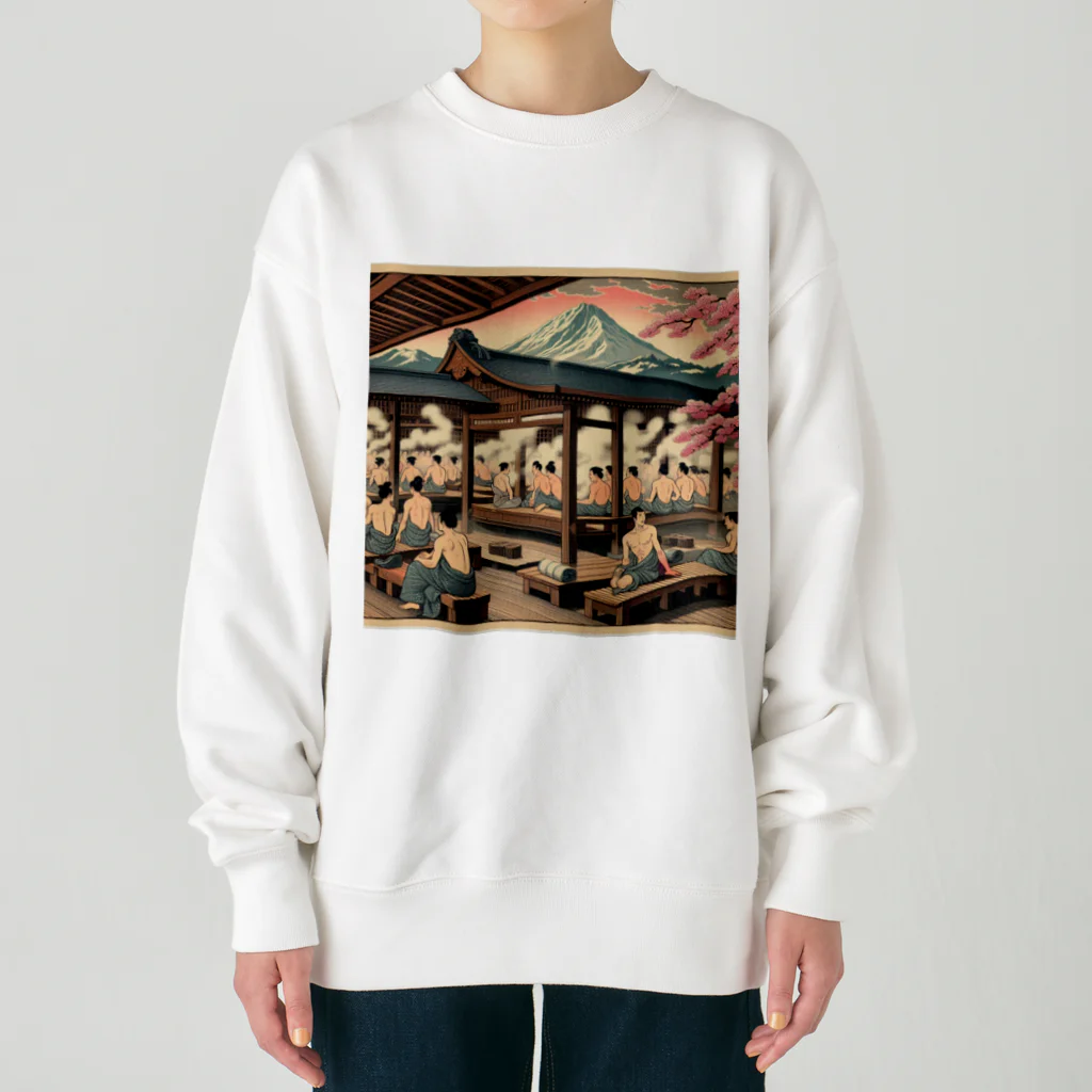 椿TSUBAKIの浮世絵風サウナ Heavyweight Crew Neck Sweatshirt