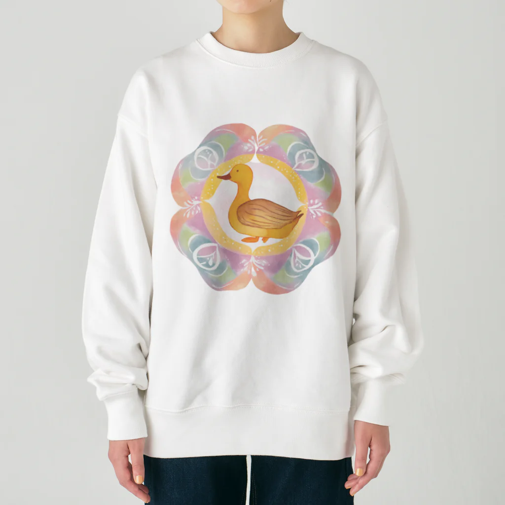 パステル夢アート・まんだらやのパステル夢アート鴨comoちゃん Heavyweight Crew Neck Sweatshirt