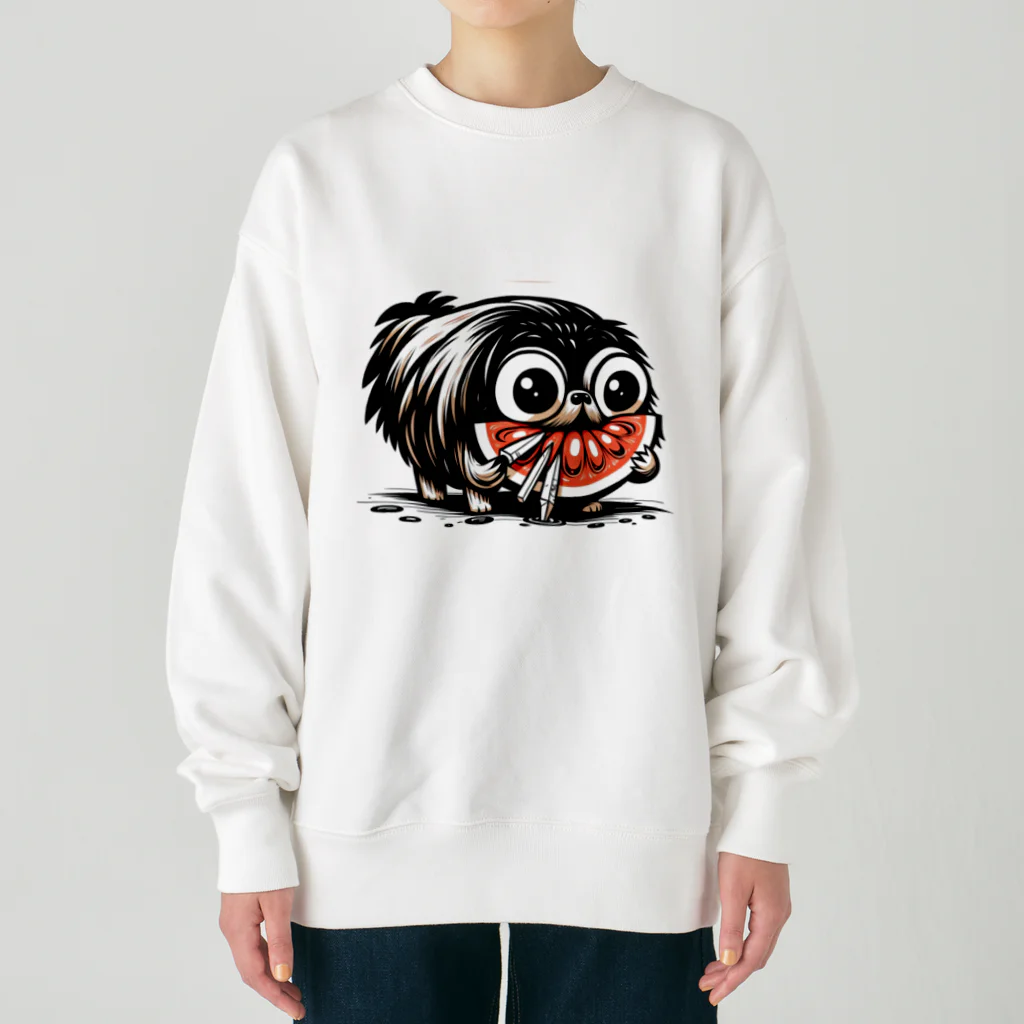 m_uu33ショップのホラーなペキニーズ Heavyweight Crew Neck Sweatshirt