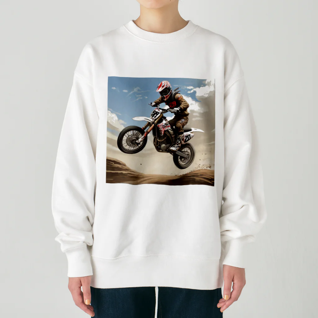 Bikers' Galleryのモトクロス ジャンプシーン アート オフロード バイク Heavyweight Crew Neck Sweatshirt