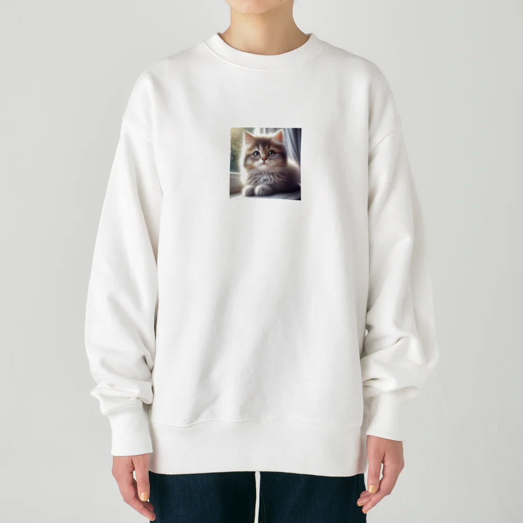 harumama04の子猫のキャラクターグッズです。 Heavyweight Crew Neck Sweatshirt